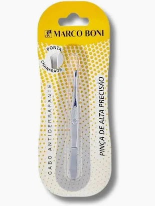 Pinça Marco Boni Ponta Dourada e Chanfrada Aço Inox